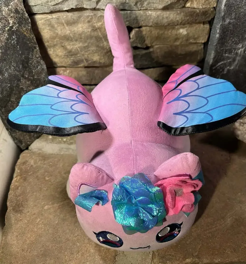 Catface Fantasy Butterfly Floral Fairy Cat Large Pink Plush Stuffed Animal Toy